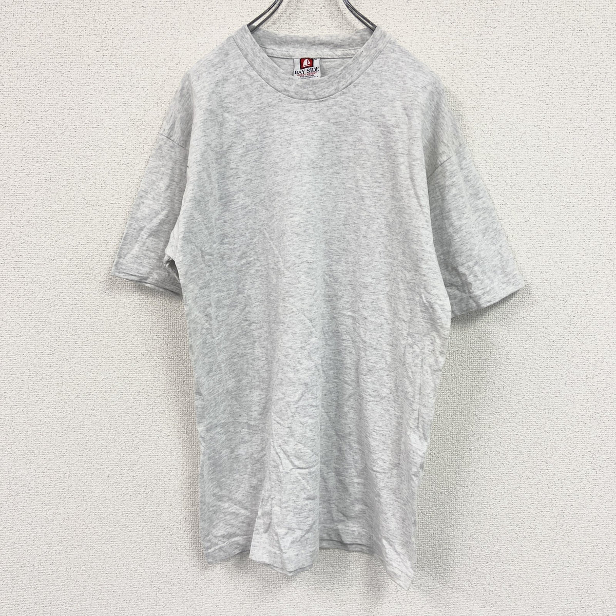 90s　BAY SIDE　ベイサイド　半袖プリントTシャツ　USA製　忍者会　霜降りグレー　Lサイズ　古着