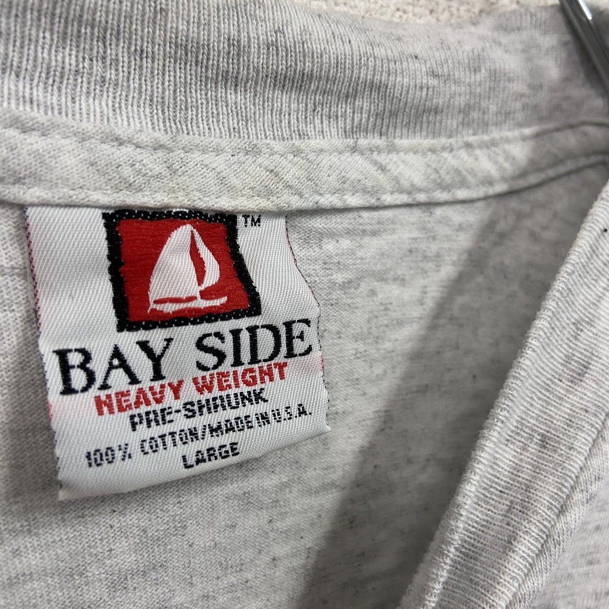 90s　BAY SIDE　ベイサイド　半袖プリントTシャツ　USA製　忍者会　霜降りグレー　Lサイズ　古着