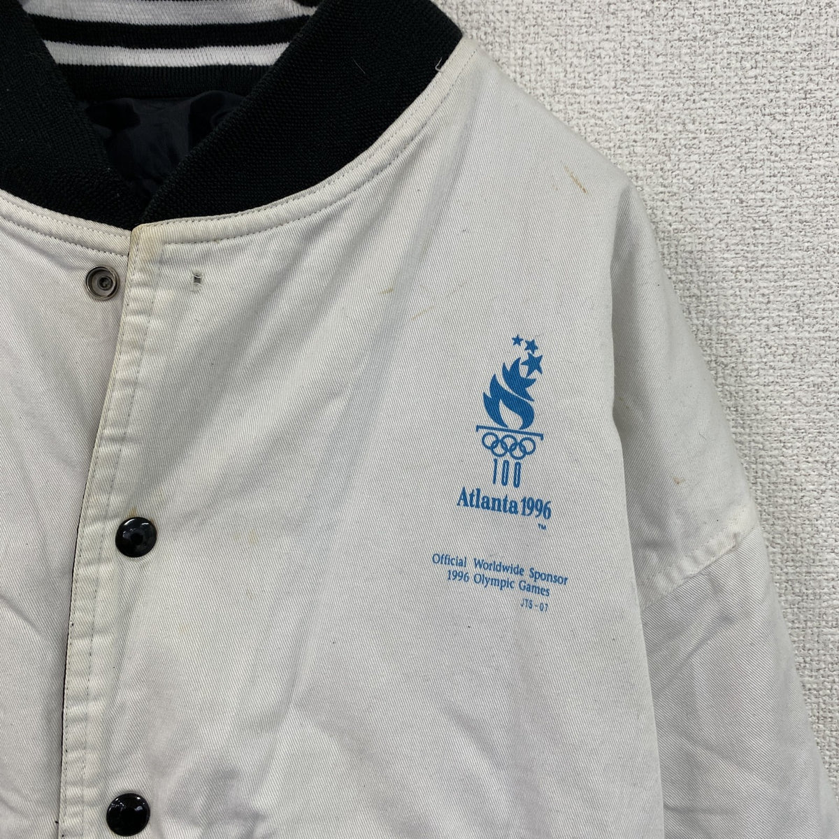 90s　アトランタオリンピック1996　Panasonic　スタジャン　リバーシブル　ホワイト　ブラック　XLサイズ　　ヴィンテージ　古着