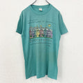 半袖プリントTシャツ　街並み　カラフル　カジュアルデザイン　青　ブルー　シングルステッチ　90s　Lサイズ　　ヴィンテージ　古着