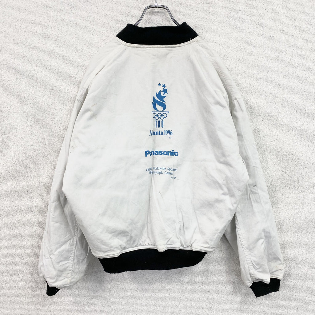 90s　アトランタオリンピック1996　Panasonic　スタジャン　リバーシブル　ホワイト　ブラック　XLサイズ　　ヴィンテージ　古着