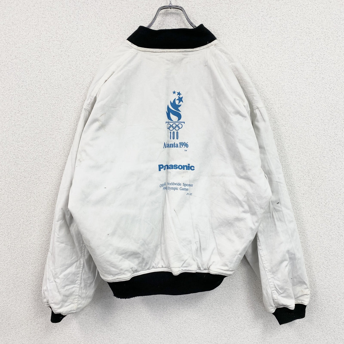 90s　アトランタオリンピック1996　Panasonic　スタジャン　リバーシブル　ホワイト　ブラック　XLサイズ　　ヴィンテージ　古着