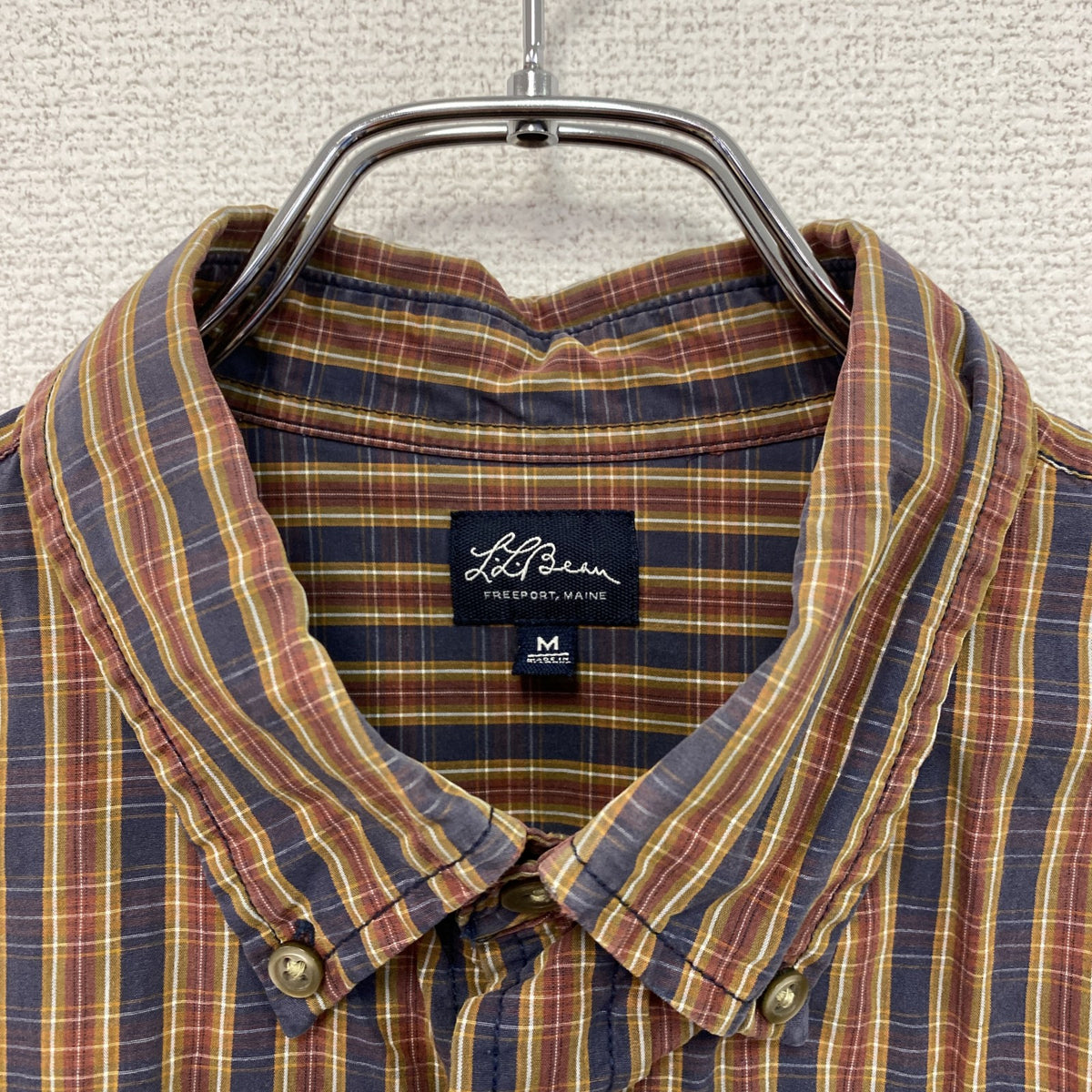 L.L.Bean　エルエルビーン　長袖ボタンダウンシャツ　チェック柄　フラップポケット　マルチカラー　Mサイズ　古着