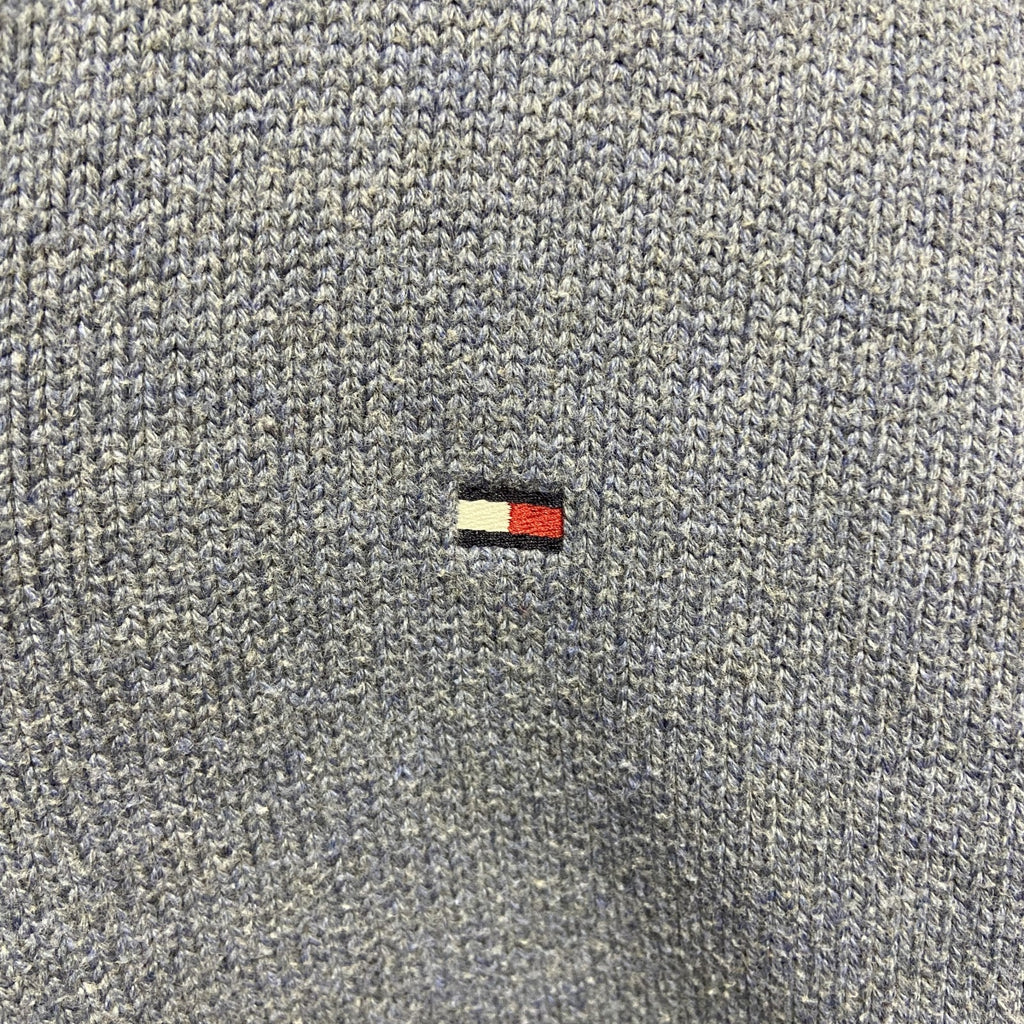 TOMMYHILFIGER　トミーヒルフィガー　長袖ショールカラーニット　セーター　水色　ライトブルー　XLサイズ　古着