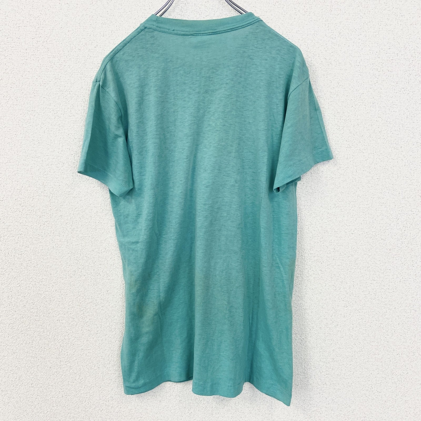 半袖プリントTシャツ　街並み　カラフル　カジュアルデザイン　青　ブルー　シングルステッチ　90s　Lサイズ　　ヴィンテージ　古着