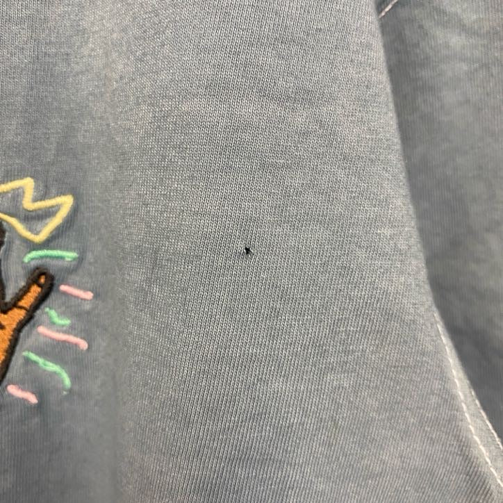 CAYLER　ケイラー　半袖ワンポイント刺繍Tシャツ　バックプリント　レトロデザイン　青　ブルー　Mサイズ　古着