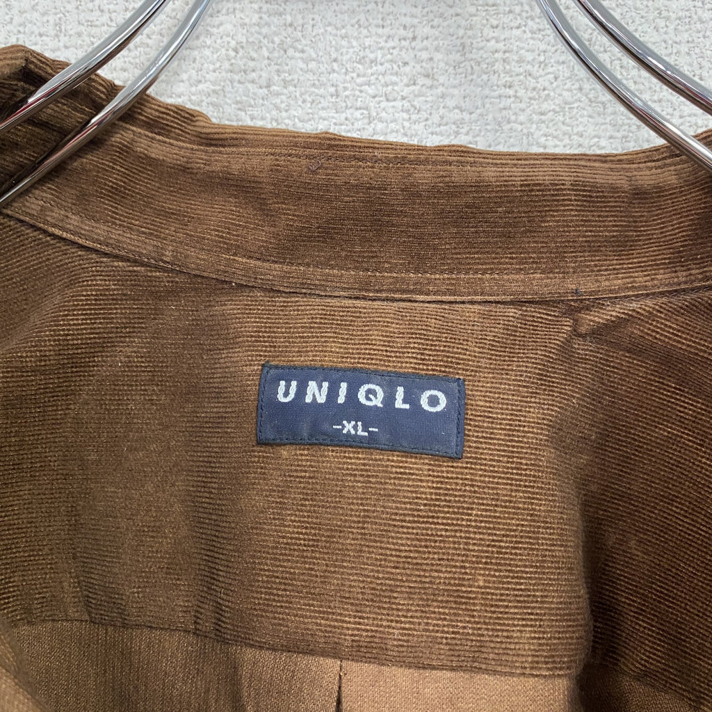 　～00s　UNIQLO　ユニクロ　長袖コーデュロイシャツ　ボタンダウンシャツ　茶色　ブラウン　XLサイズ　古着