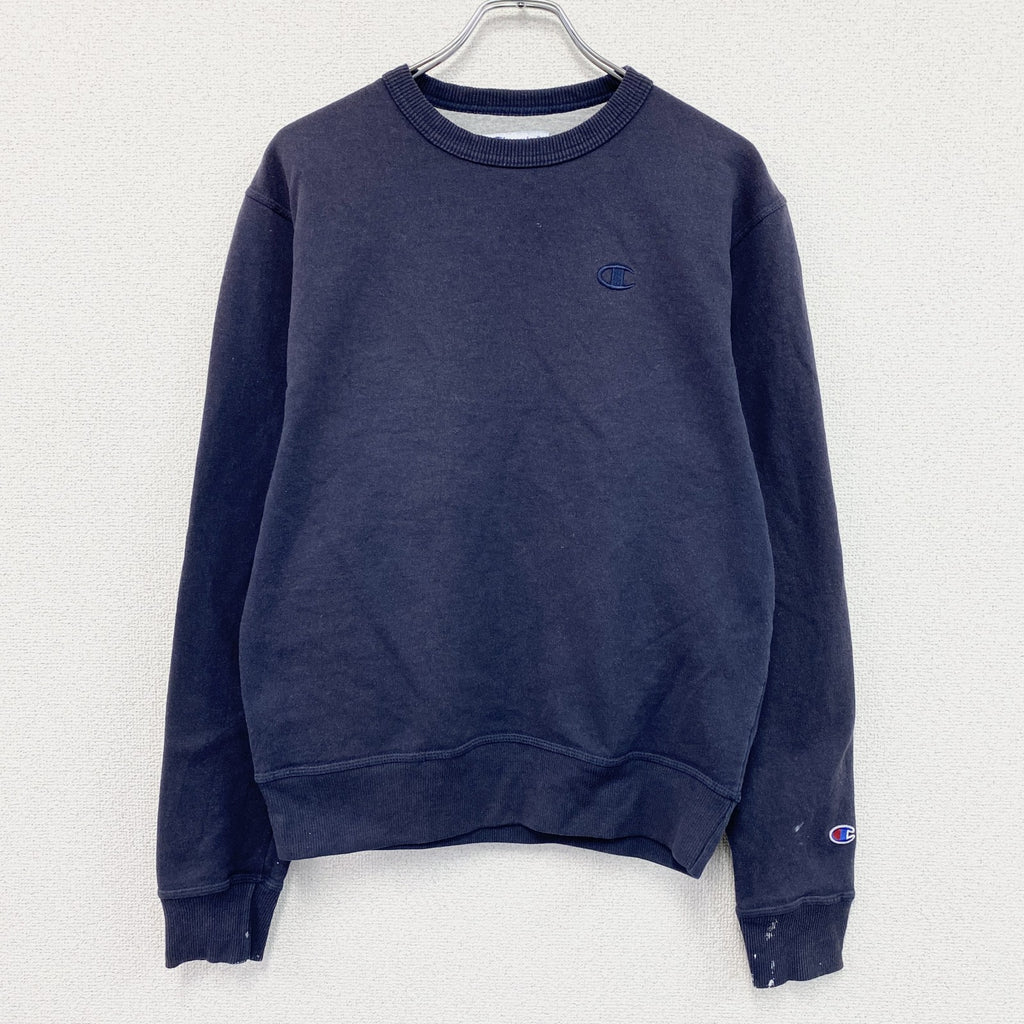 Champion　チャンピオン　スウェット/トレーナー　刺繍ロゴ　ワンポイント　現行　紺　ネイビー　Lサイズ　古着