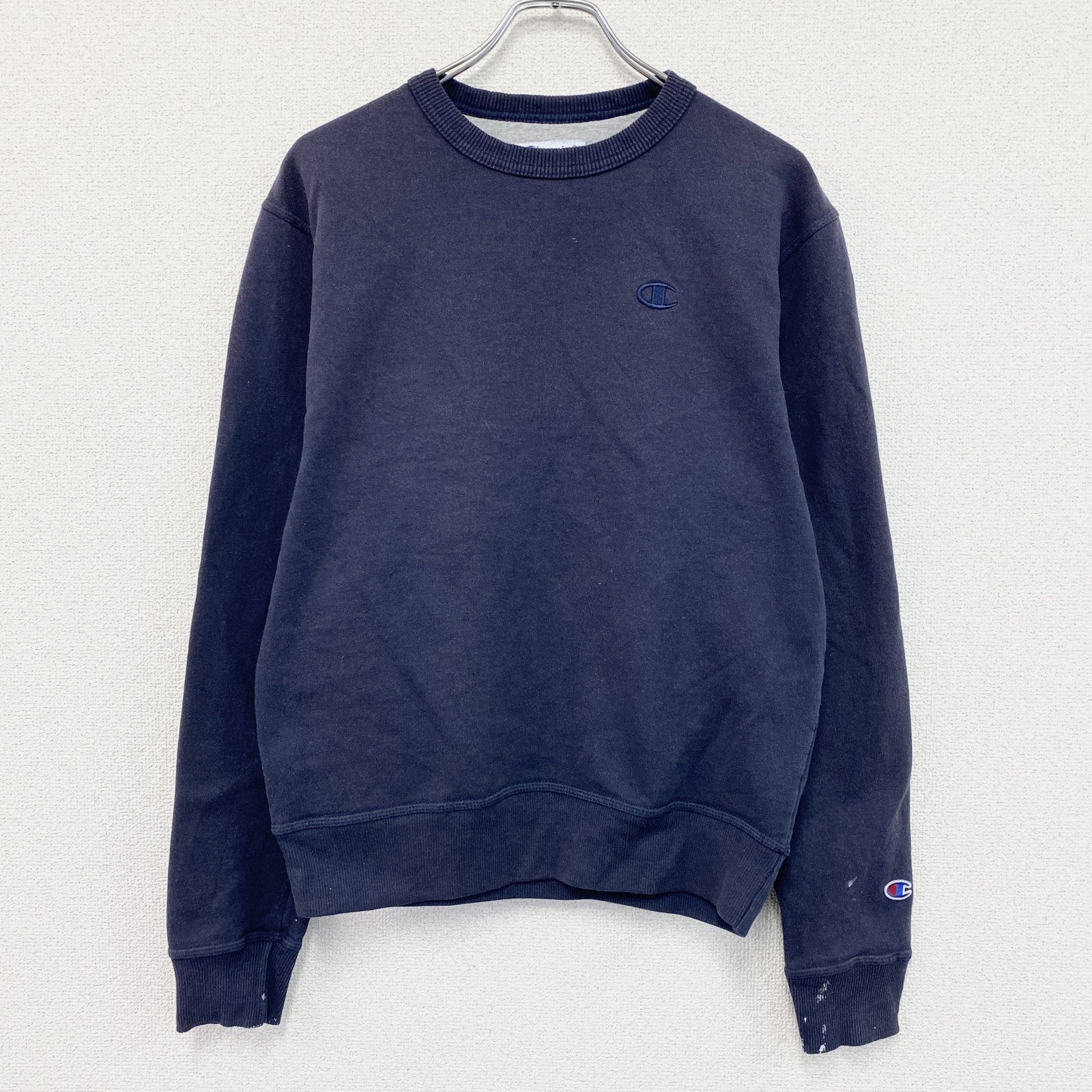 Champion　チャンピオン　スウェット/トレーナー　刺繍ロゴ　ワンポイント　現行　紺　ネイビー　Lサイズ　古着