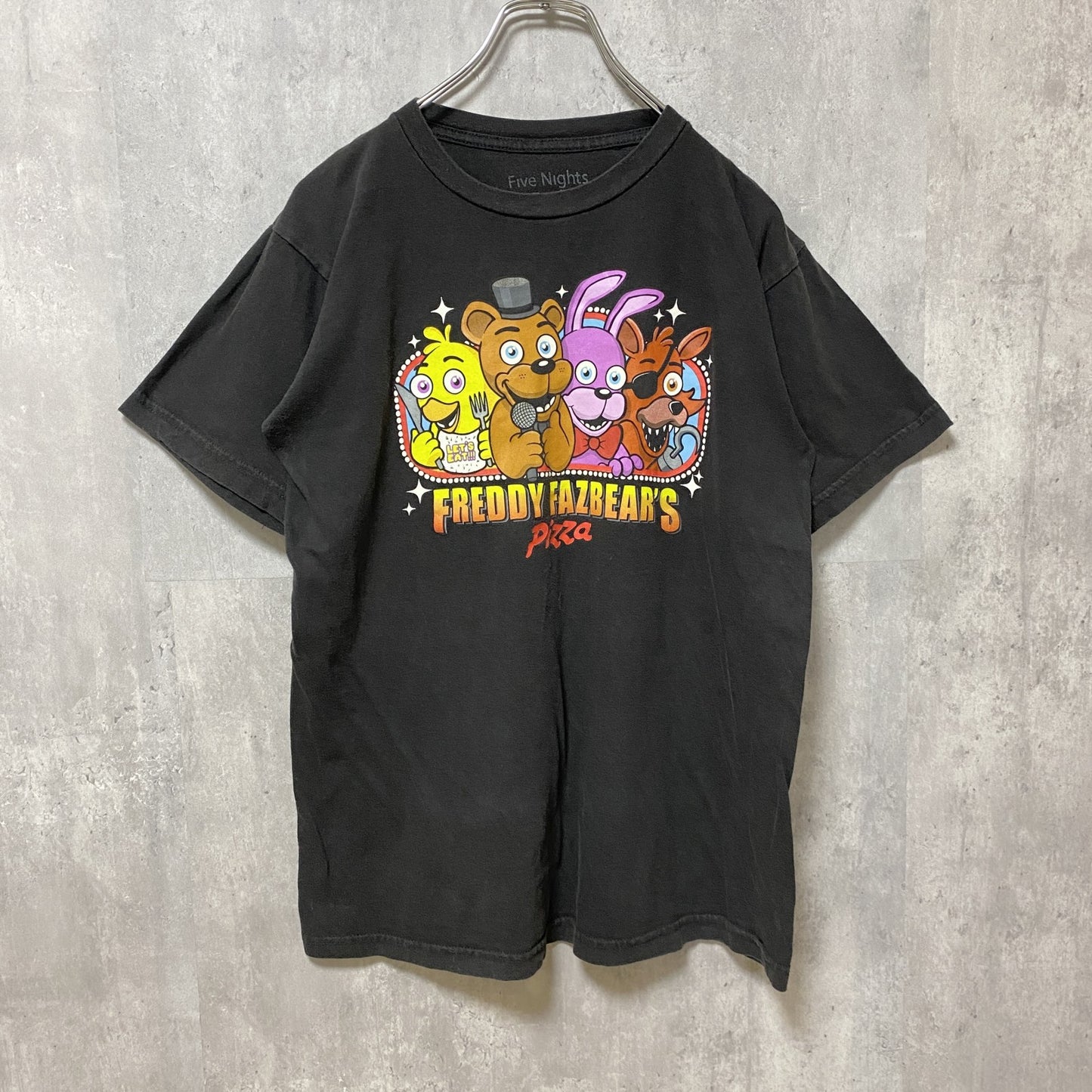 古着 used　半袖クルーネックプリントTシャツ　FREDDY FAZBEER’S pizza　黒　ブラック　Sサイズ