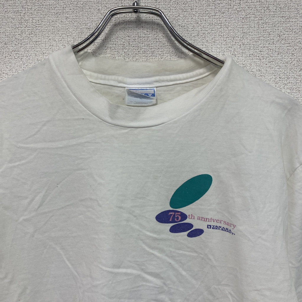 90s　Hanes　ヘインズ　タカラベルモント　半袖プリント企業Tシャツ　シングルステッチ　ヴィンテージ　白　ホワイト　Mサイズ　古着