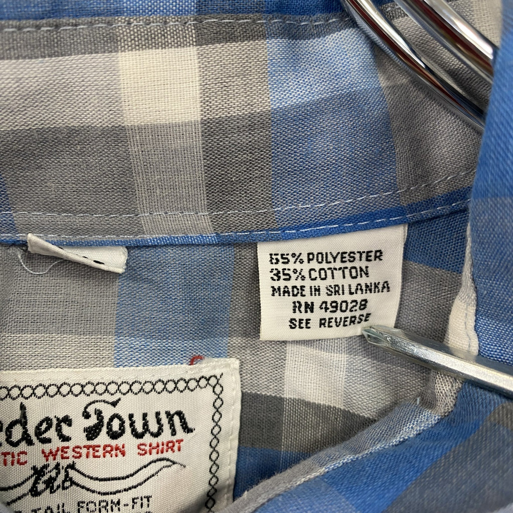 Border Town　ボーダータウン　長袖シャツ　ウエスタンシャツ　チェック柄　ブルー　Lサイズ　古着