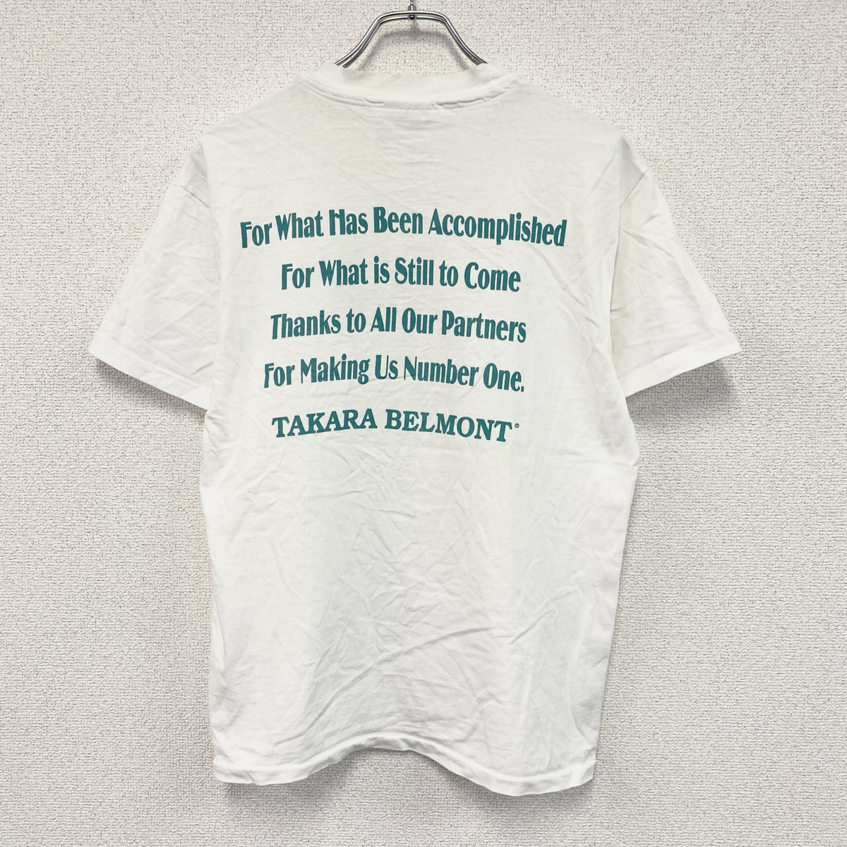 90s　Hanes　ヘインズ　タカラベルモント　半袖プリント企業Tシャツ　シングルステッチ　ヴィンテージ　白　ホワイト　Mサイズ　古着