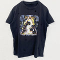 半袖プリントTシャツ　デフ・レパード　ヒステリア　アルバムジャケット　ダメージ加工　黒　ブラック　Sサイズ　古着