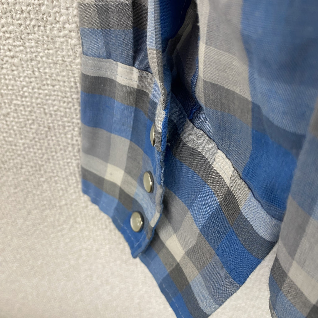 Border Town　ボーダータウン　長袖シャツ　ウエスタンシャツ　チェック柄　ブルー　Lサイズ　古着
