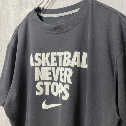 古着 used　NIKE　ナイキ　半袖クルーネックロゴプリントTシャツ　黒　ブラック　DRY FIT　スポーティー　Lサイズ