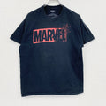 MARVEL　マーベル　半袖プリントTシャツ　デカロゴ　クルーネック　黒　ブラック　Lサイズ　古着