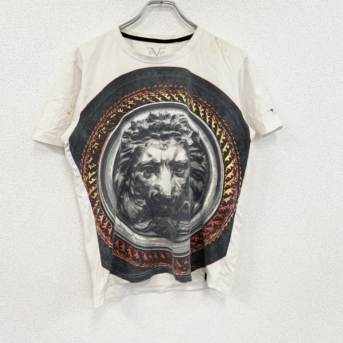 19V69 ITALIA　半袖プリントTシャツ　アニマルT　ライオン　白　ホワイト　Sサイズ　古着