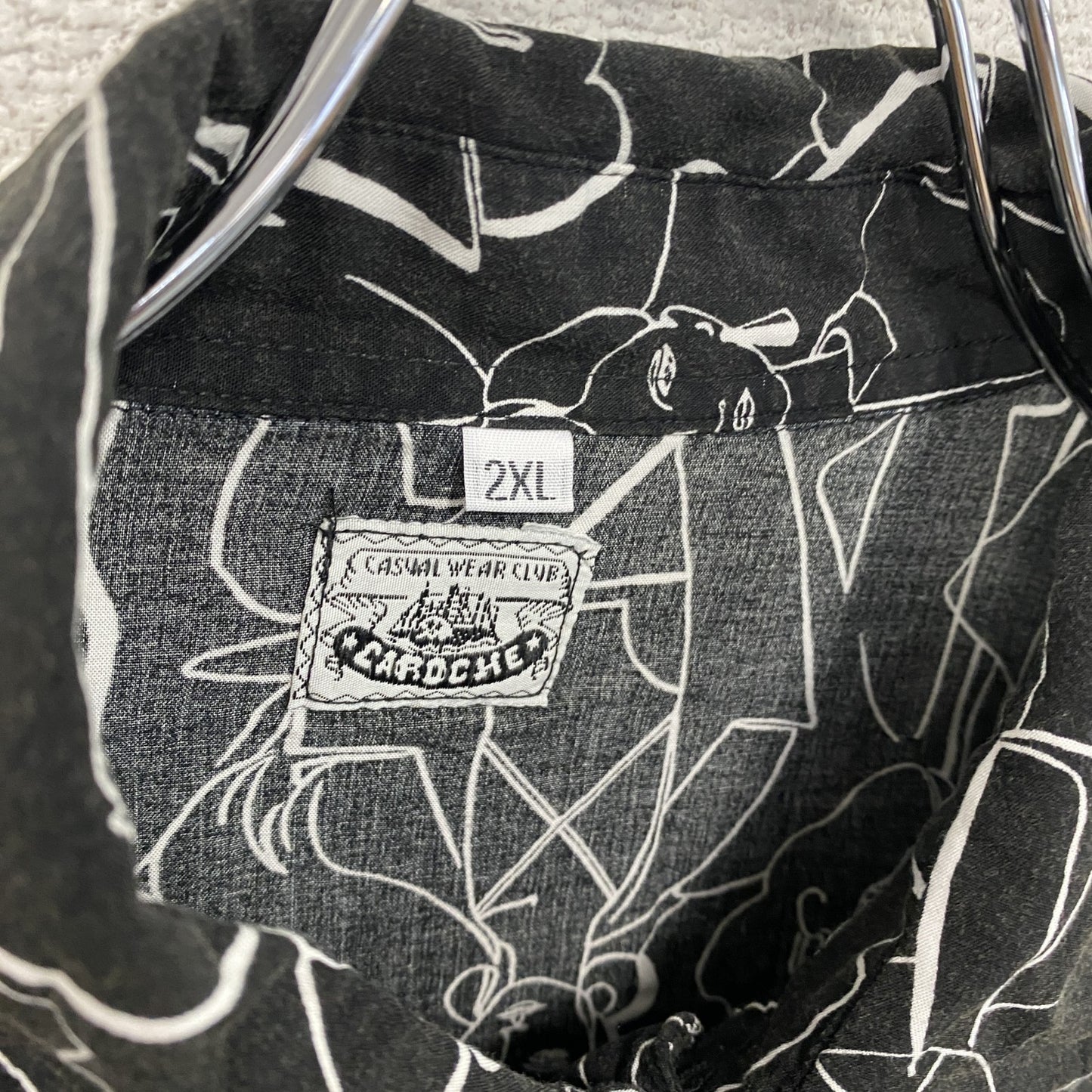 CARDCHE　長袖総柄デザインシャツ　黒　ブラック　Lサイズ