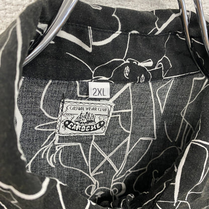 CARDCHE　長袖総柄デザインシャツ　黒　ブラック　Lサイズ