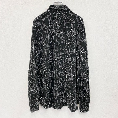 CARDCHE　長袖総柄デザインシャツ　黒　ブラック　Lサイズ