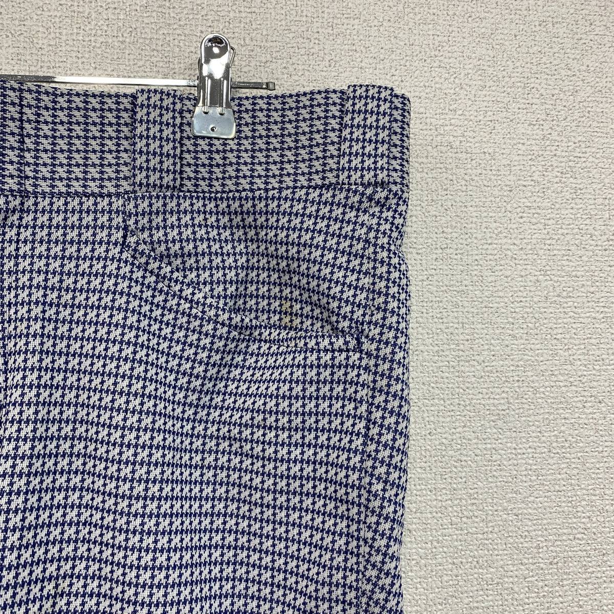 ～90s　Smartair　フレアパンツ　千鳥格子柄　ヴィンテージ　青　ブルー　古着