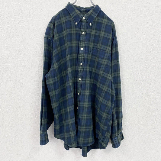 90s　OLD GAP　オールドギャップ　長袖ボタンダウンシャツ　ネルシャツ　ヴィンテージ　青　ブルー　2XLサイズ