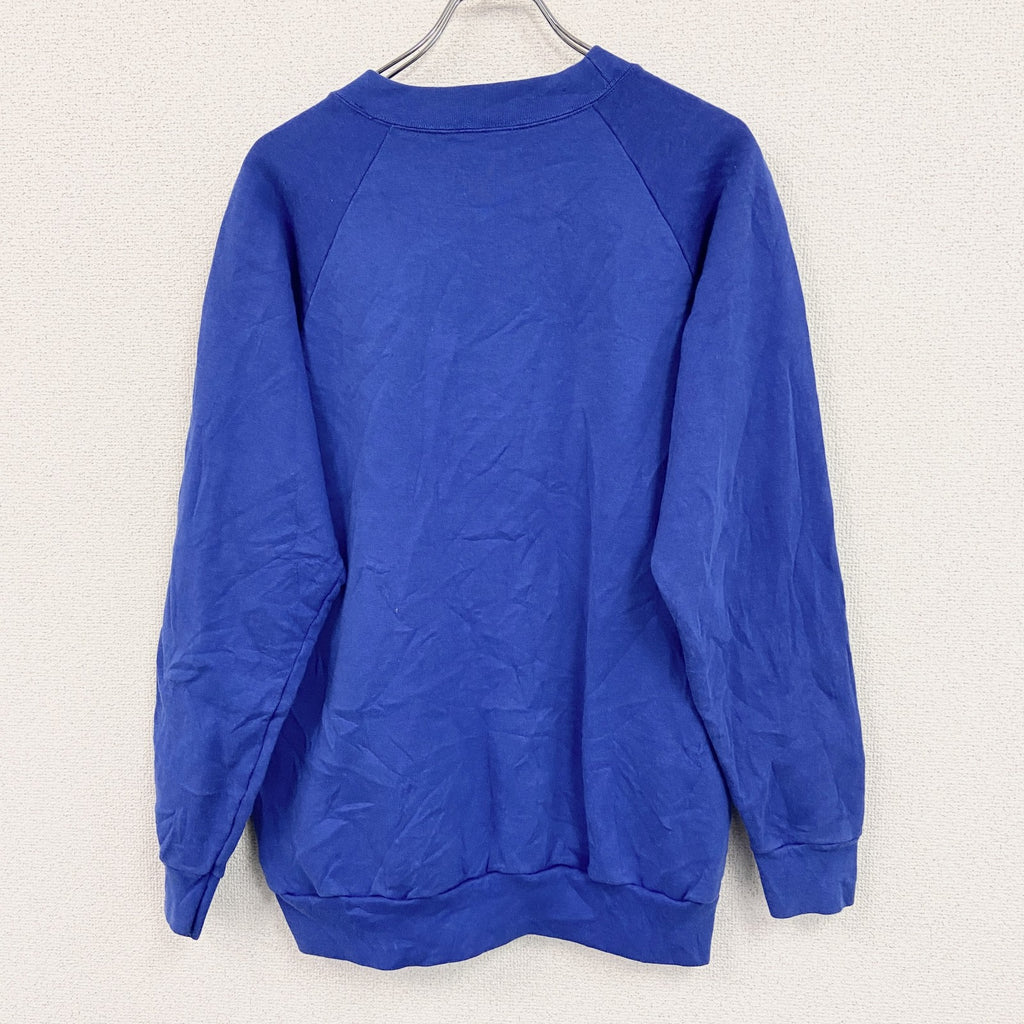 80s　Textile Prints　スウェット/トレーナー　ラグランスリーブ　ヴィンテージ　青　ブルー　XLサイズ　古着