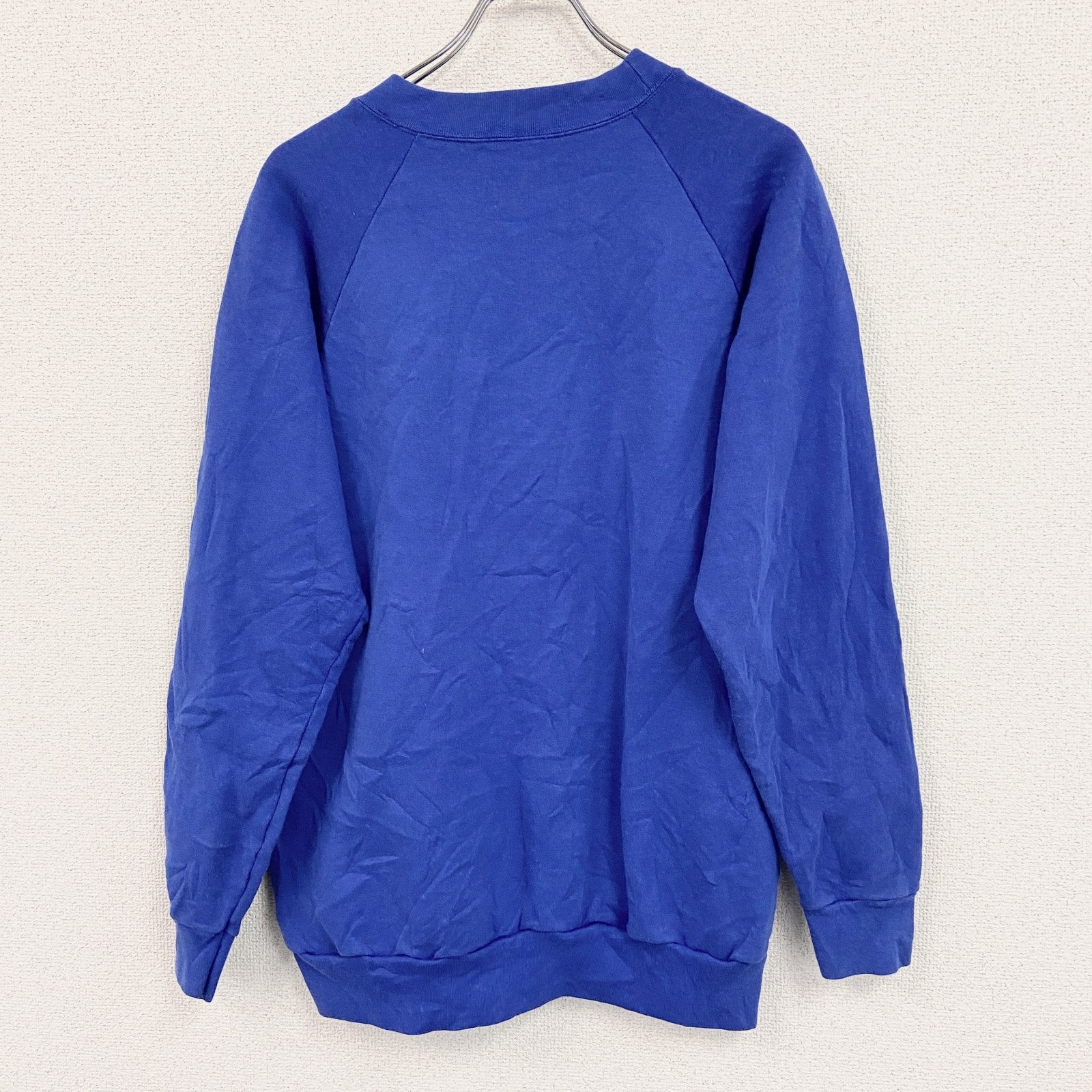 80s　Textile Prints　スウェット/トレーナー　ラグランスリーブ　ヴィンテージ　青　ブルー　XLサイズ　古着