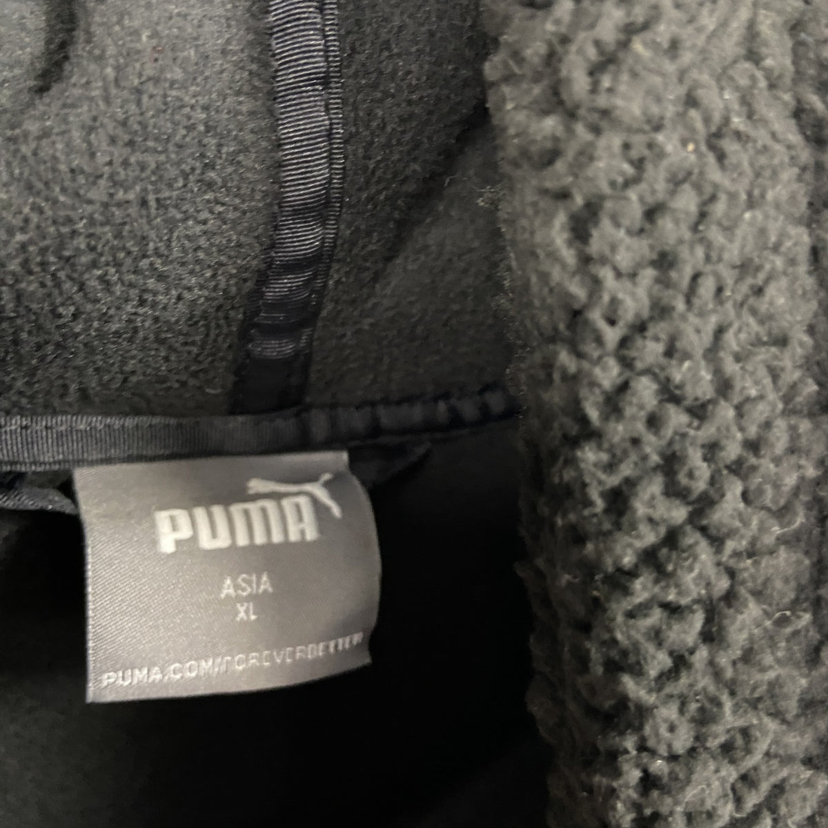 PUMA　プーマ　フリースジャケット/ボアジャケット　黒　ブラック　XLサイズ フリースアウター ボアアウター メンズ 古着