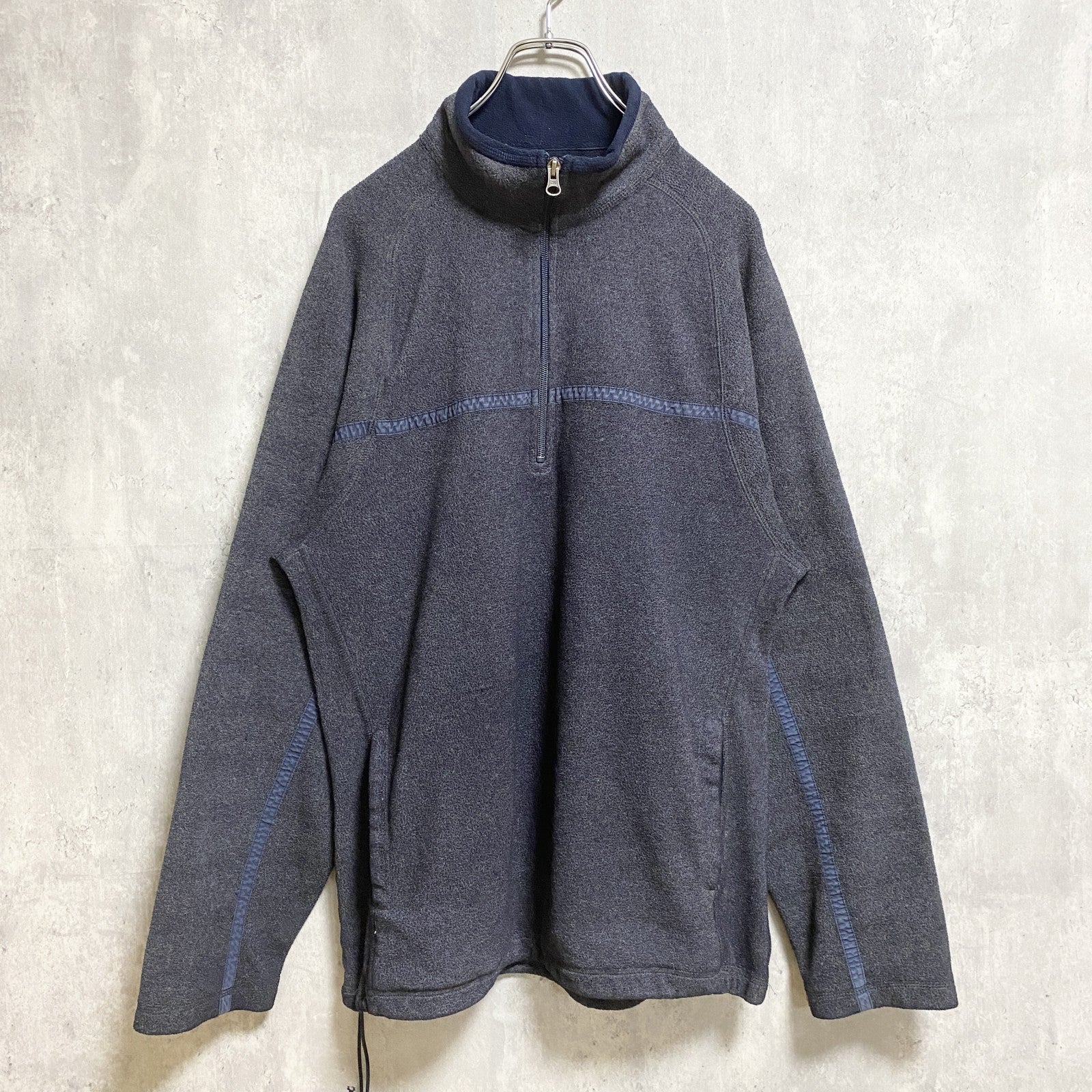 90s 00s OLD NAVY オールドネイビー　長袖ハーフジップフリースジャケット　グレー　灰色　レトロ　XLサイズ　　ヴィンテージ　古着