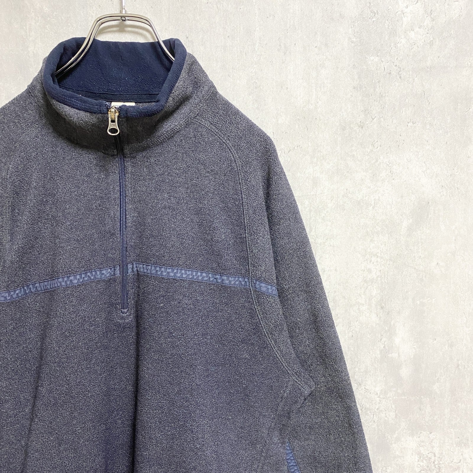90s 00s OLD NAVY オールドネイビー　長袖ハーフジップフリースジャケット　グレー　灰色　レトロ　XLサイズ　　ヴィンテージ　古着