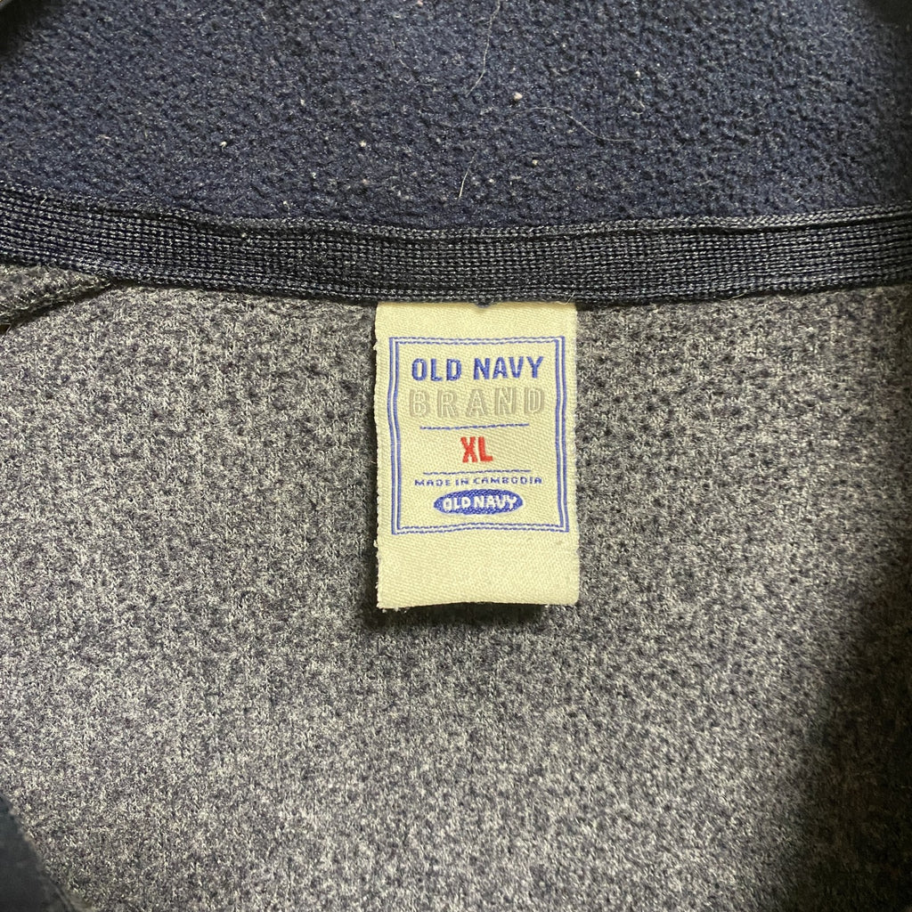 90s 00s OLD NAVY オールドネイビー　長袖ハーフジップフリースジャケット　グレー　灰色　レトロ　XLサイズ　　ヴィンテージ　古着