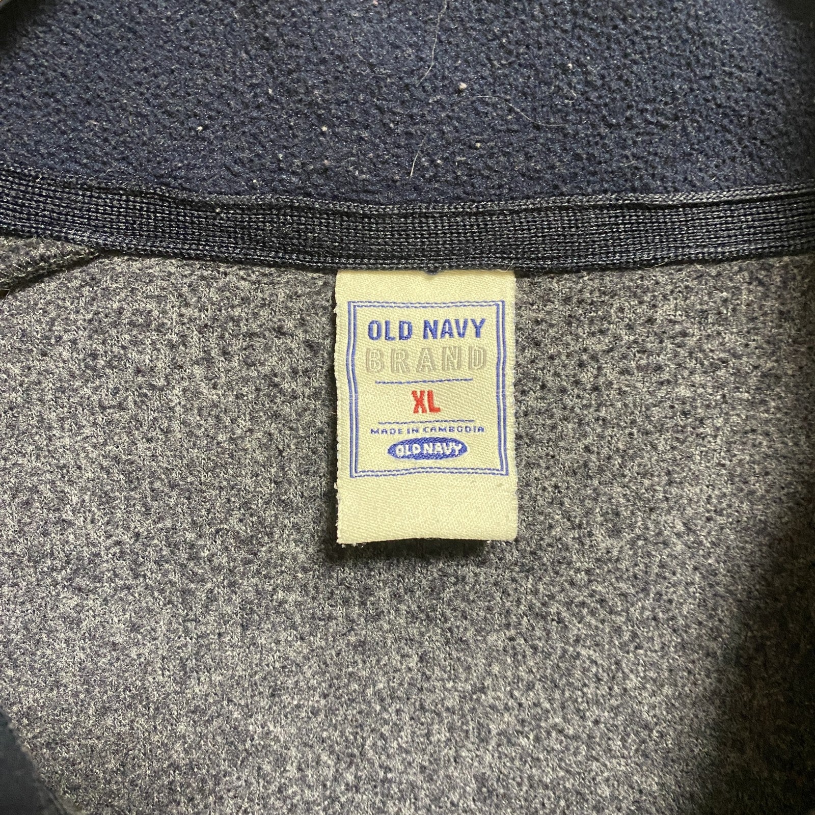 90s 00s OLD NAVY オールドネイビー　長袖ハーフジップフリースジャケット　グレー　灰色　レトロ　XLサイズ　　ヴィンテージ　古着