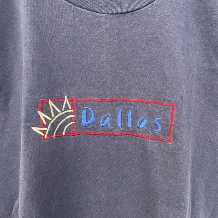 90s　Anvil アンビル　半袖刺繍Tシャツ　シングルステッチ　ヴィンテージ　ネイビー　紺　Lサイズ　古着