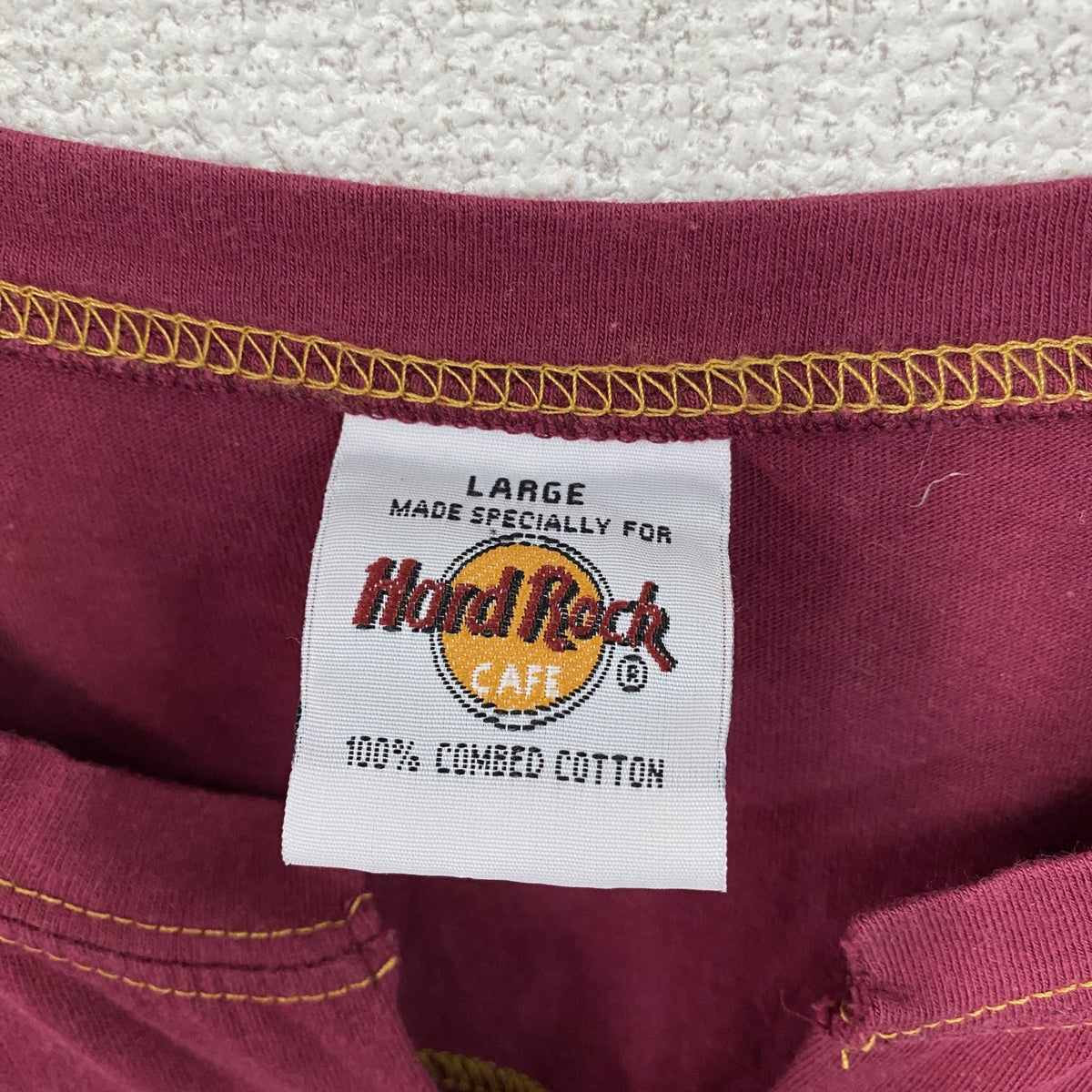 Hard Rock cafe　ハードロックカフェ　半袖プリントTシャツ　ボルドー　Lサイズ　古着