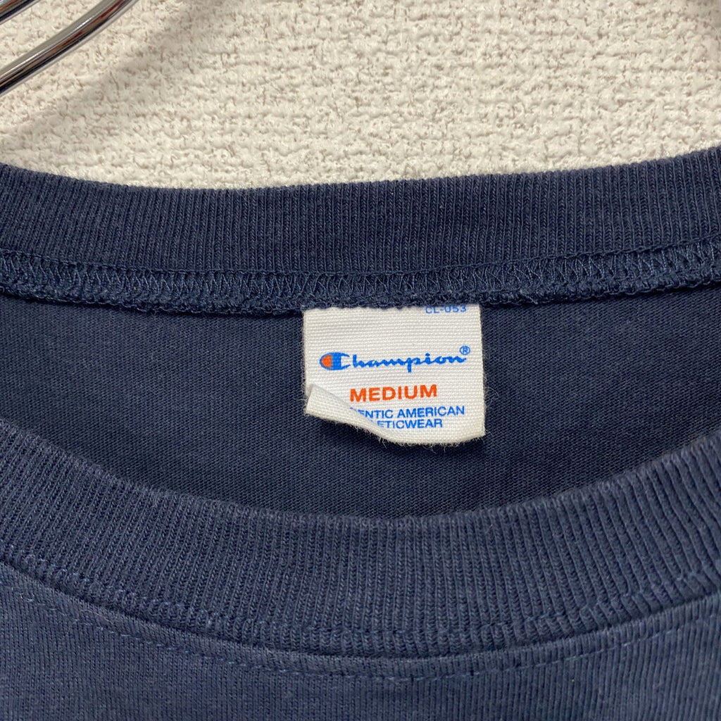 Champion　チャンピオン　長袖プリントTシャツ/ロンT　3連プリント　トリコタグ　復刻　紺　ネイビー　Mサイズ　古着