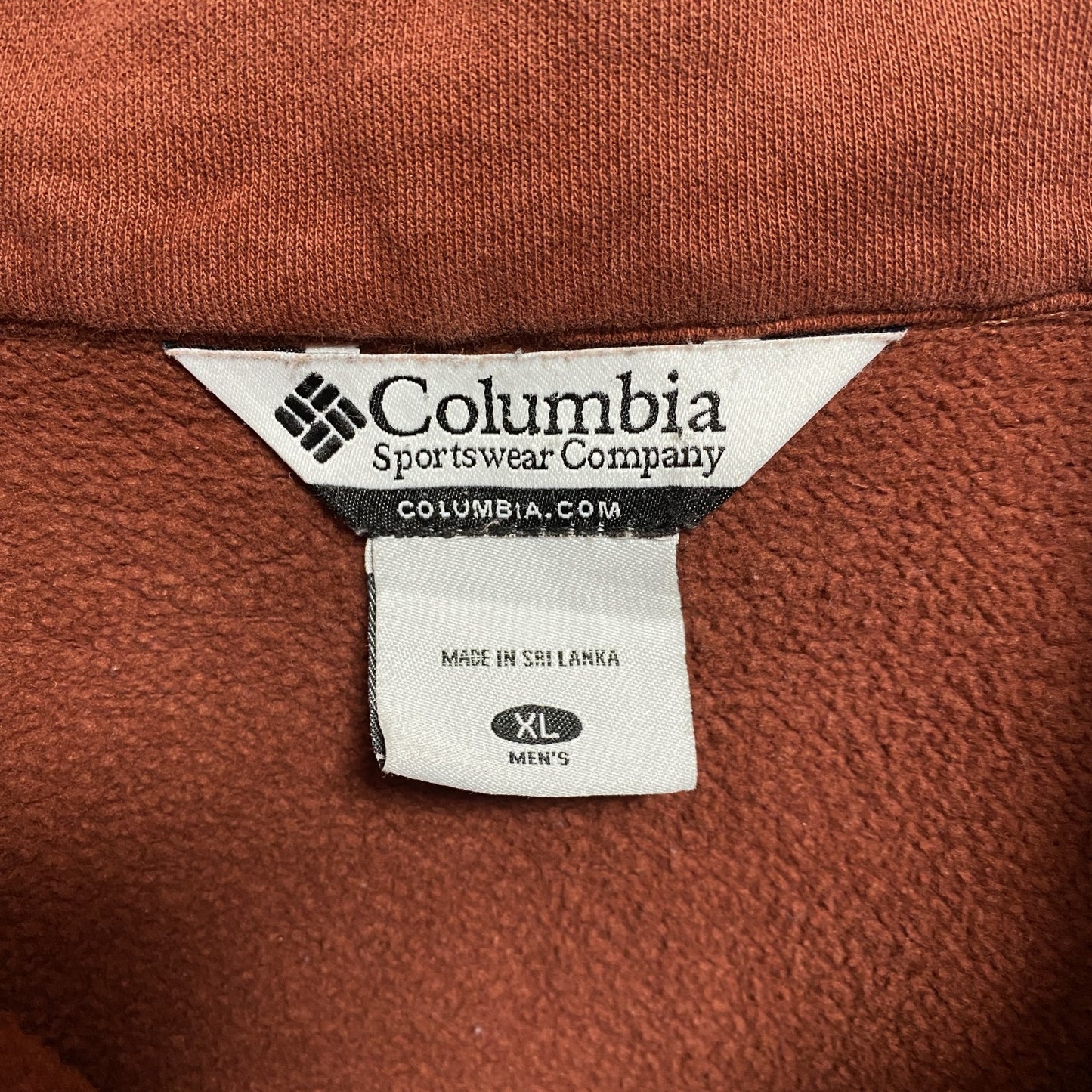 古着 used　Columbia コロンビア　長袖ハーフジップスウェット　トレーナー　ワンポイントロゴ刺繍　オレンジ　XLサイズ