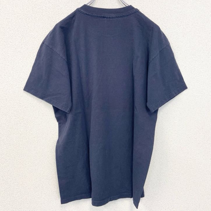 90s　Anvil アンビル　半袖刺繍Tシャツ　シングルステッチ　ヴィンテージ　ネイビー　紺　Lサイズ　古着