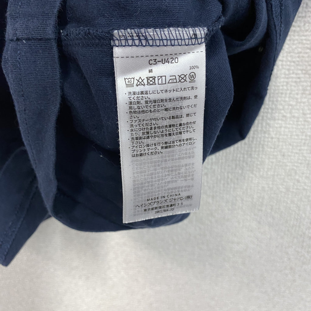 Champion　チャンピオン　長袖プリントTシャツ/ロンT　3連プリント　トリコタグ　復刻　紺　ネイビー　Mサイズ　古着