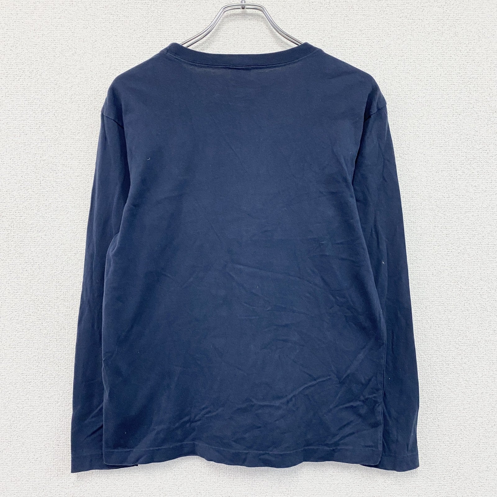 Champion　チャンピオン　長袖プリントTシャツ/ロンT　3連プリント　トリコタグ　復刻　紺　ネイビー　Mサイズ　古着
