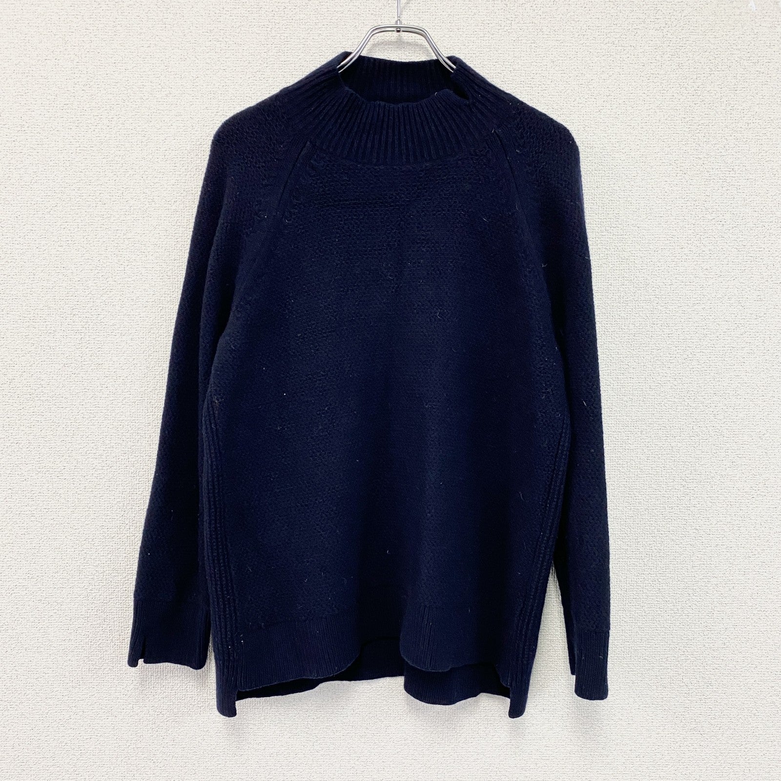 UNIQLO　ユニクロ　＋J　ジルサンダー　プレミアムラムケーブルハイネックセーター　紺　ネイビー　XLサイズ　古着