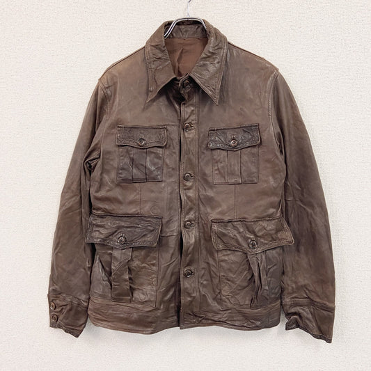 00s　SABI SABI DELUXE　サビサビデラックス　ラムレザージャケット　4ポケット　ブラウン　48サイズ