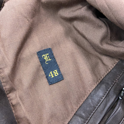 00s　SABI SABI DELUXE　サビサビデラックス　ラムレザージャケット　4ポケット　ブラウン　48サイズ