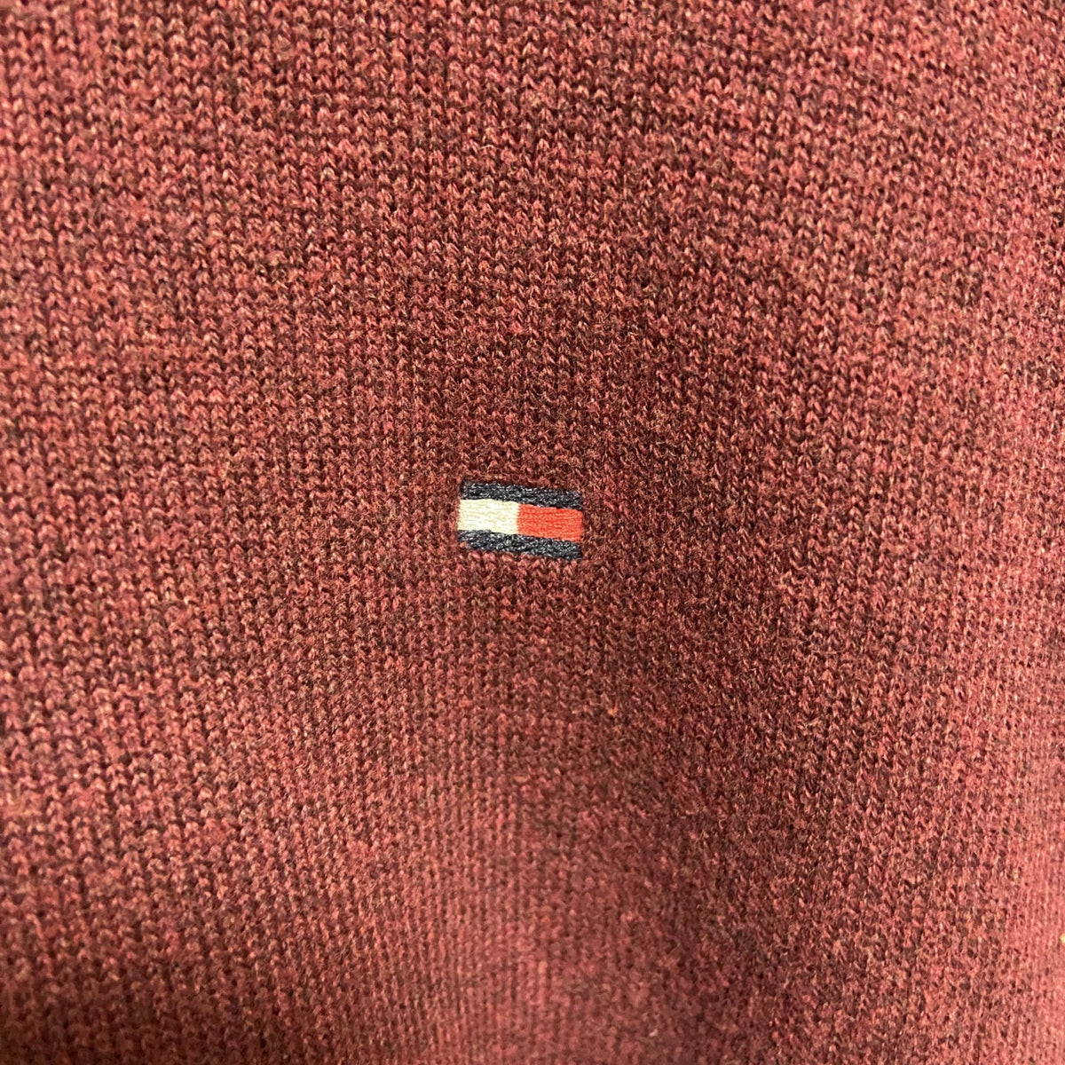 TOMMYHILFIGER　トミーヒルフィガー　長袖Vネックニット　セーター　ワインレッド　秋冬服　Lサイズ　古着