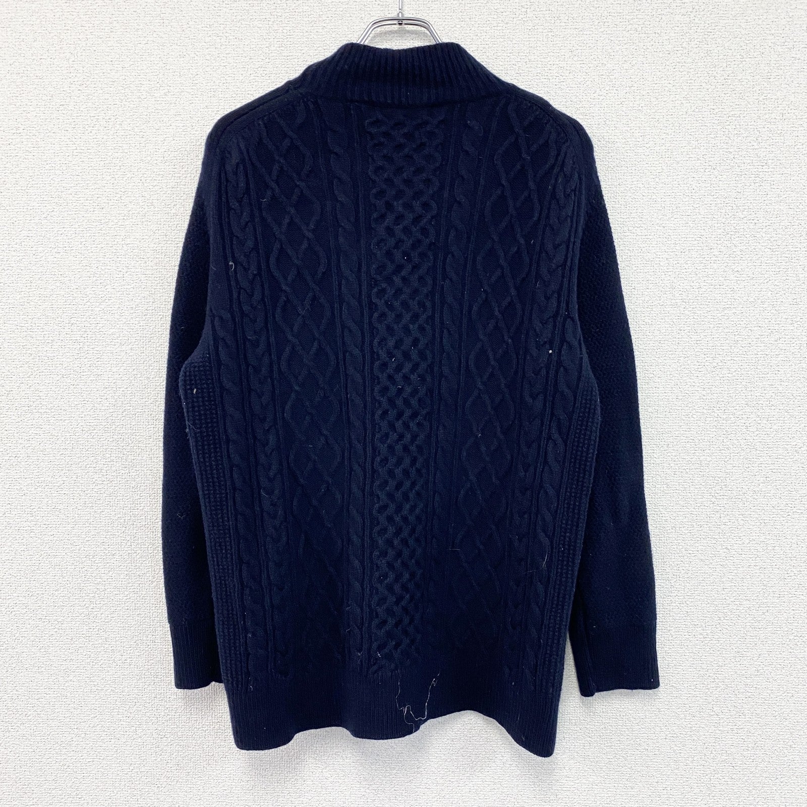 UNIQLO　ユニクロ　＋J　ジルサンダー　プレミアムラムケーブルハイネックセーター　紺　ネイビー　XLサイズ　古着