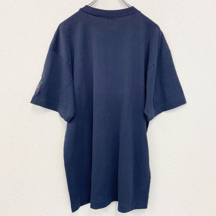 90s　半袖キャラクタープリントTシャツ　アニマル柄　シングルステッチ　ヴィンテージ　ネイビー　紺　Lサイズ　古着