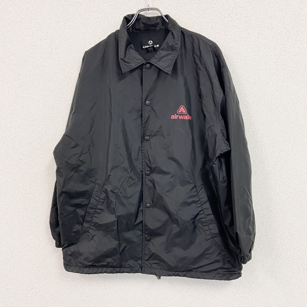 90s　AIRWALK　エアウォーク　コーチジャケット　フルボタンナイロンジャケット　黒　ブラック　Mサイズ　　ヴィンテージ　古着