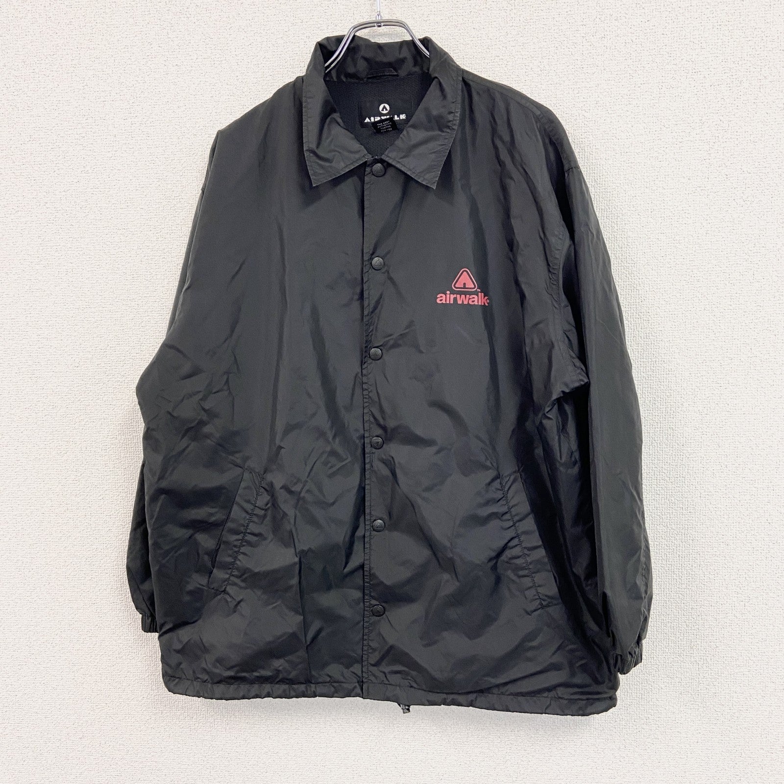 90s　AIRWALK　エアウォーク　コーチジャケット　フルボタンナイロンジャケット　黒　ブラック　Mサイズ　　ヴィンテージ　古着