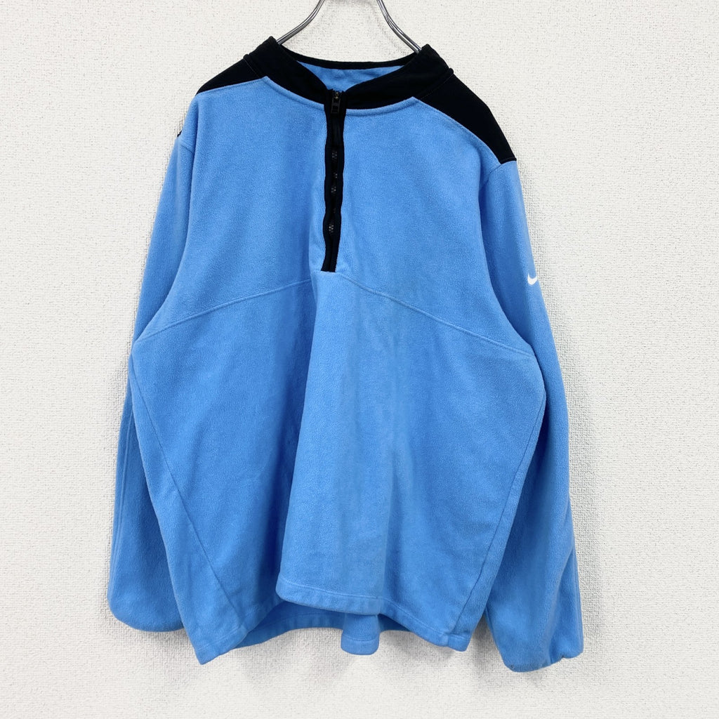 NIKE　ナイキ　ハーフジップフリースプルオーバージャケット/ボアジャケット　スウッシュ　水色　ブルー　XLサイズ　古着